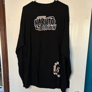 EUC Naruto Shippuden Black Long Sleeve Tee w/ Front, Back & Sleeve Graphic Print